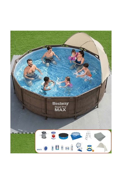 BESTWAY Yuvarlak Prefabrik Gölgelikli Full Havuz Seti 366x100cm BW573 56709