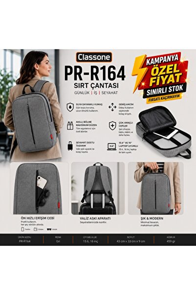 Classone PR-R164 Roma Series, WTXpro, țesătură impermeabilă 15,6" compatibil ...