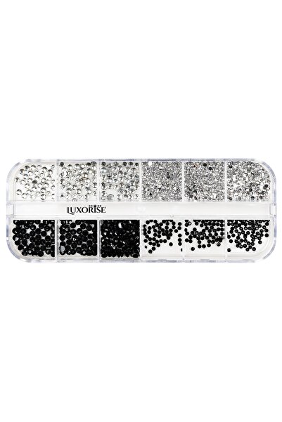 LUXORISE Strasuri pentru unghii, Disco alb-negru, 12 modele