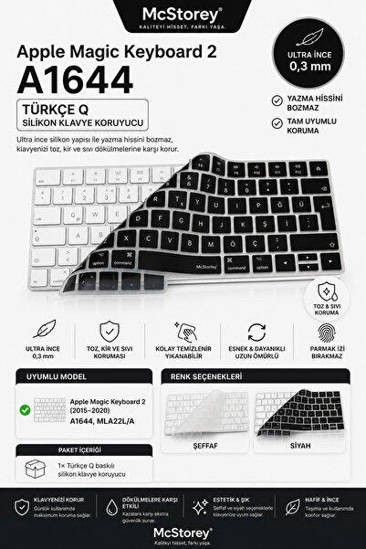 Mcstorey Apple Magic Keyboard-2 Klavye Koruyucu Türkçe Q Baskılı Silikon Kılı...