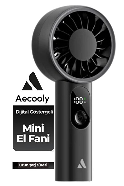 Aecooly PE01 El Fanı Dijital LED Göstergeli 5 Kademeli Portatif Soğutucu Siyah