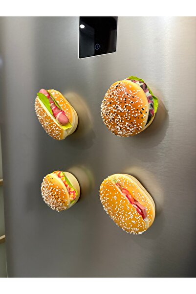 Bonila Handmade Yumuşak Tatlı Dekor: 4’lü Hamburger ve Sandviç Magnet ve Masa...