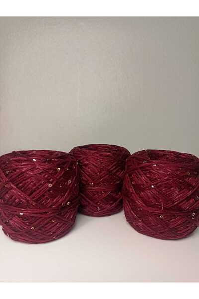 kartopya Bordo Renkli Koton Pullu İp 300gr(3x100 Gr)