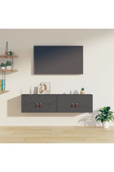 Concept Dulapuri de perete, 2 buc. gri, 60x30x30 cm lemn masiv de pin