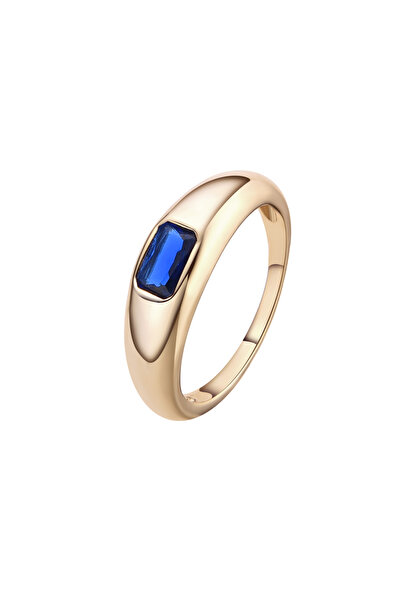Lisa&Co. Inel Argint Baguette Signet 55 mm / Argint placat cu aur galben / Zi...