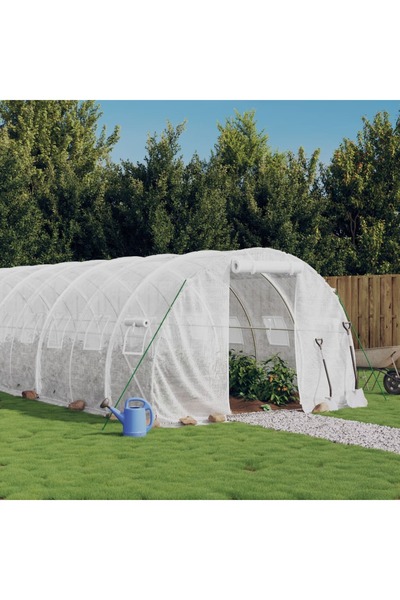 Concept Seră cu cadru din oțel, alb, 36 m², 12x3x2 m