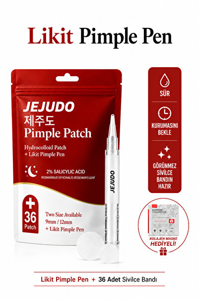 JEJUDO Pimple patch,Akne Bandı(9mm&12mm)+4,5 ml Likit Pimple Pen,%100 Hidroko...