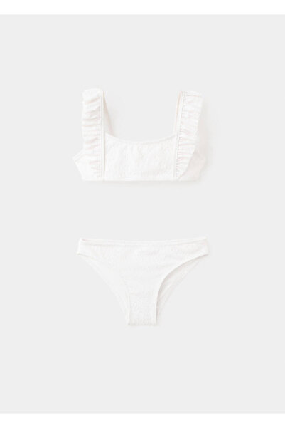 MANGO Kids Volanlı kabartmalı çiçek desenli bikini