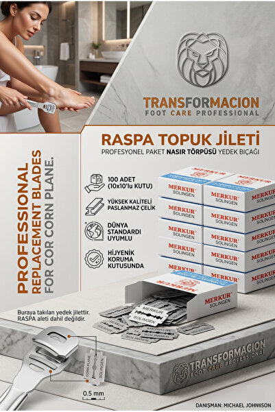 Transformacion 100'lu Paket Raspa Jileti Topuk Törpüsü Nasır Rendesi Yedek Bı...