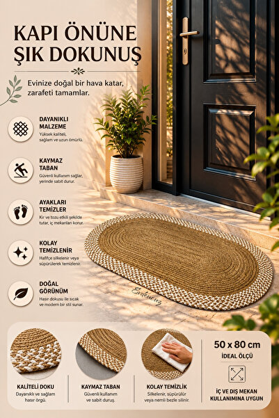 evdeucuz Jüt Hasır Kapı Önü Paspas Yolluk Banyo Paspası