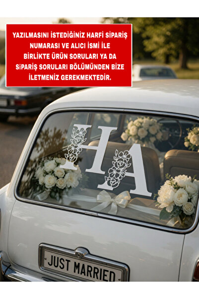 Handmade Kişiye Özel Gelin Arabası Arka Cam Harfleri – Çift Taraflı Bantlı Dü...