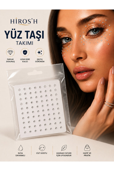 HİROS'H 48 Adet Kendinden Yapışkanlı Tırnak Yüz Ve Göz Süsleme Taşı Seti