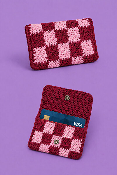 Little Wow! Things Swipe Me Pretty Renkli Dama Desenli El Yapımı Örgü Kartlık