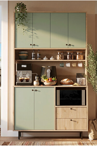 Royce Series Coffee Corner Multipurpose Cabinet Kitchen Cabinet Basket-Linden Green RE7-SY
