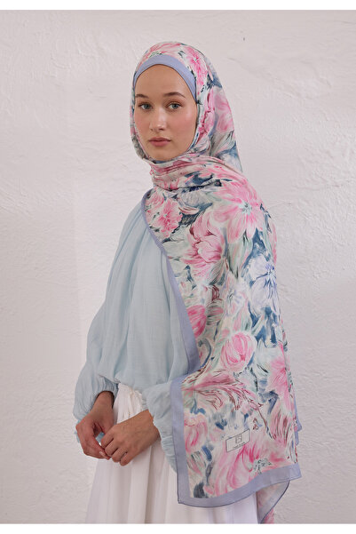 Freshscarfs Pembe Pure Flora Desen Rami Şal