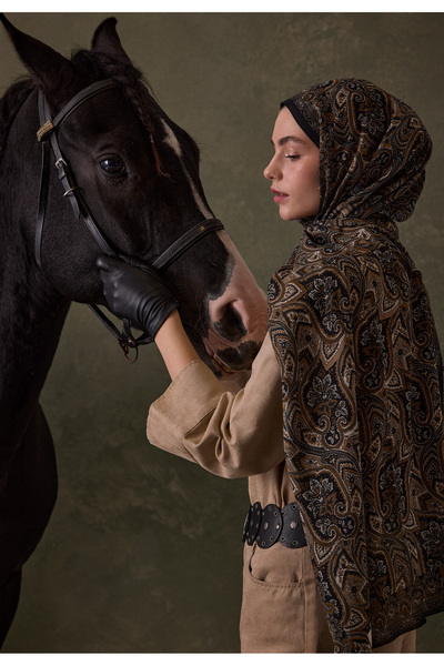Freshscarfs Șal vintage nude cu model Echo