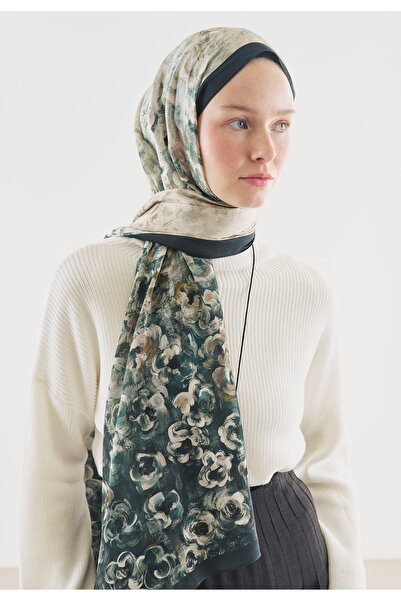 Freshscarfs Șal din bumbac și viscoză cu model perlat verde închis