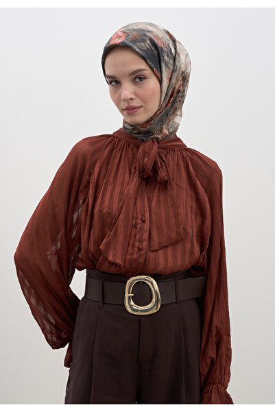 Freshscarfs Evelyne Desen Pamuklu Viskon Eşarp Kiremit