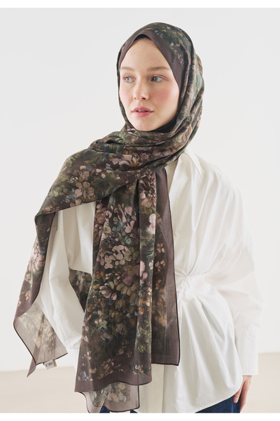 Freshscarfs Erik Çürüğü Dark Beauty Șal din bumbac și viscoză cu model