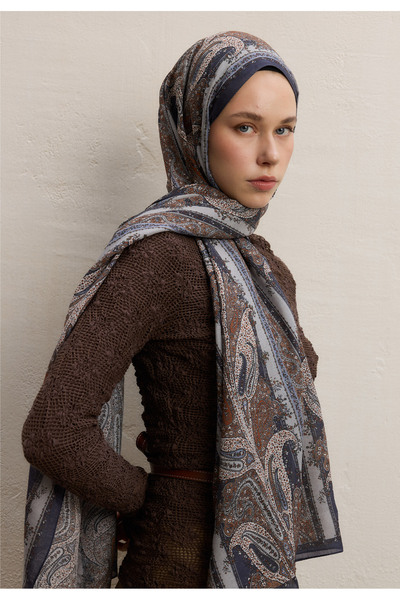 Freshscarfs Paisley Elegance Desen Şal İndigo