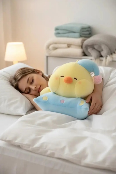 Miniso BIBI Civciv Uyku Peluş Oyuncak ve Yastık – Yumuşak Konforlu Uyku Arkad...