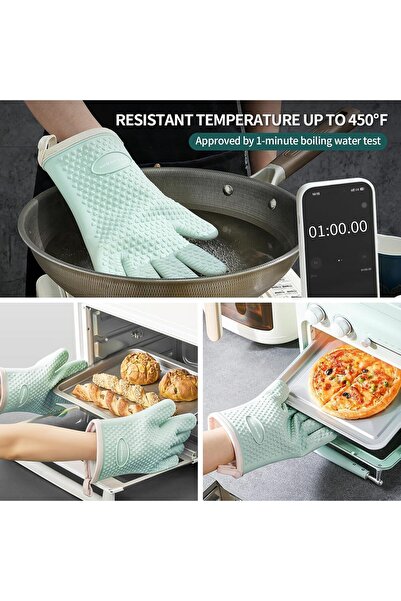 Arabest 2-Pack Heat Resistant Gloves, 500°F Silicone Oven Mitts for Baking & ...