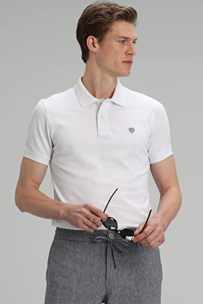 Lufian Sports Polo Neck T-Shirt White Laon