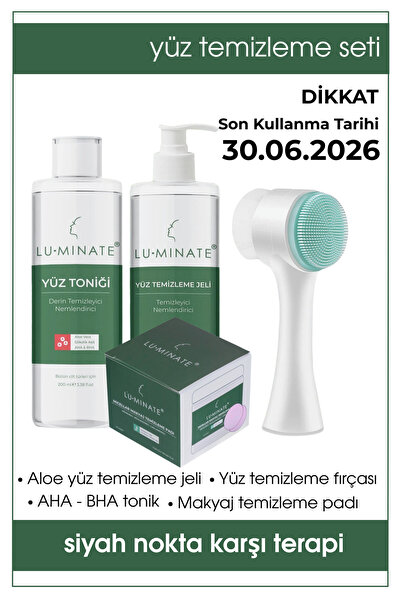 Luminate Sİyah nokta karşıtı Yüz temizleme seti Yıkama jeli Aha Bha Glikolik ...