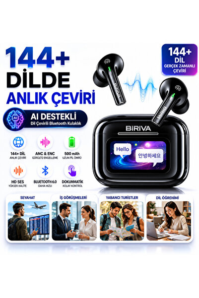 BİRİVA TP29 AI Dil Çevirili Bluetooth 6.0 Kulaklık | 500 mAh Batarya, ANC & E...