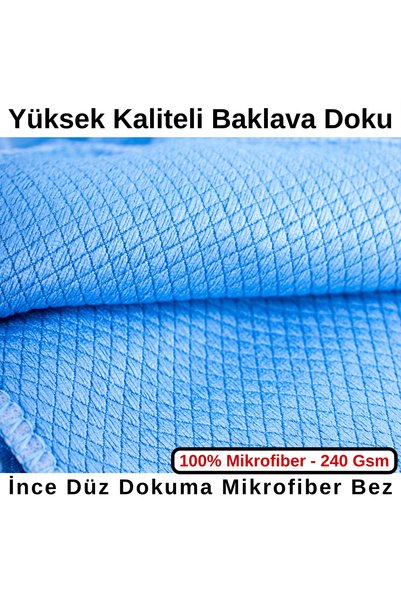 CAQA HOME Microfiber 5-Pack Blue 40X40Cm Diamond Pattern Classic Glass and Cleaning Cloth, Micro Fiber Cloth. Cam Bezi,