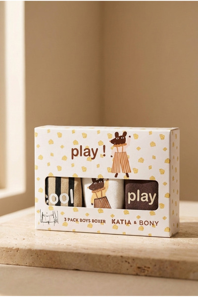 Katia&Bony Boy's 3-Piece Mouse Patterned Boxer Briefs Brown