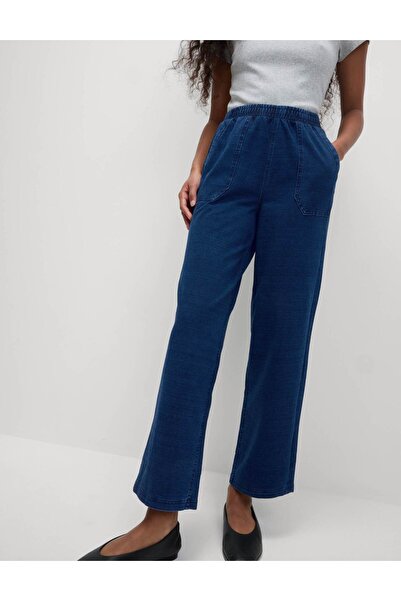Marks & Spencer Denim Görünümlü Jarse Düz Paça Pantolon