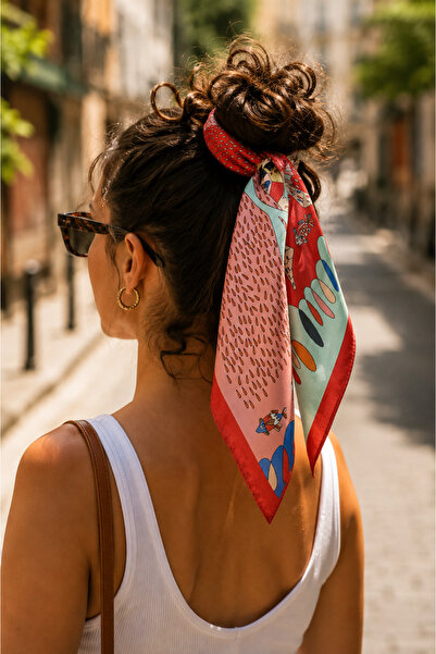 Bolder Scarf 45*100 Cm Aqua/Narçiçeği Fular