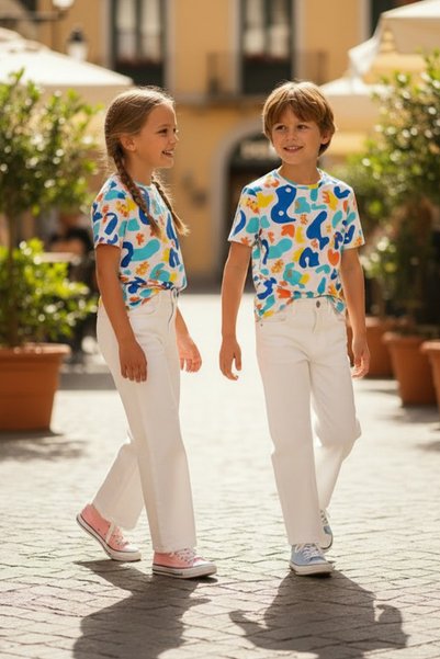 poozkids Unisex Kids' White Wide Leg Jeans – Comfortable Fit Premium Casual Denim Pants
