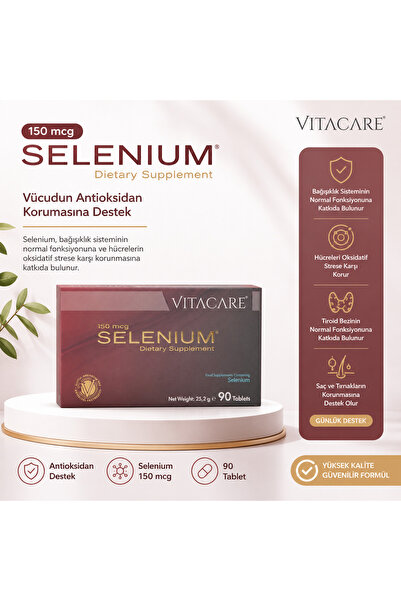 Vitacare Selenium 150 mcg 90 Tablet, Antioksidan ve Bağışıklık Sistemi Desteği