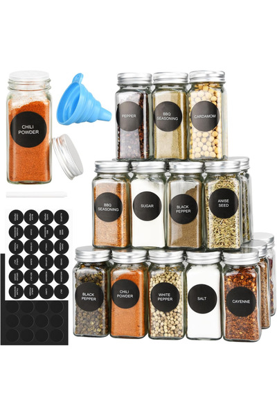 Generic 24 Pcs Glass Spice Jars Set, Airtight Seasoning Storage Bottles, Dura...