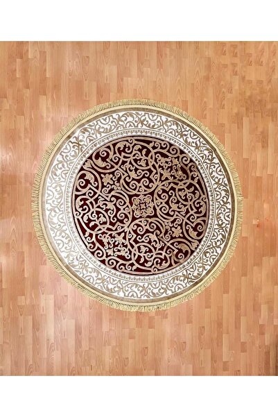 MEVLANA BAZAAR Osmanlı Çiçek Desenli 200 x 200 Makine Yuvarlak Yün Halı