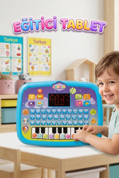 Tıfıl Toys Eğitici Piyanolu Sesli Işıklı Led Ekranlı İngilizce Türkçe 26 Keli...