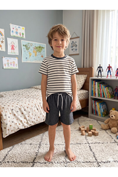Pijamakids Σετ καλοκαιρινές πιτζάμες για αγόρια από βαμβακερό ύφασμα βάφλας σ...