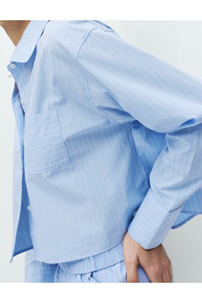 Marks & Spencer Pure Cotton Şeritli Kısa Pijama Gömlek