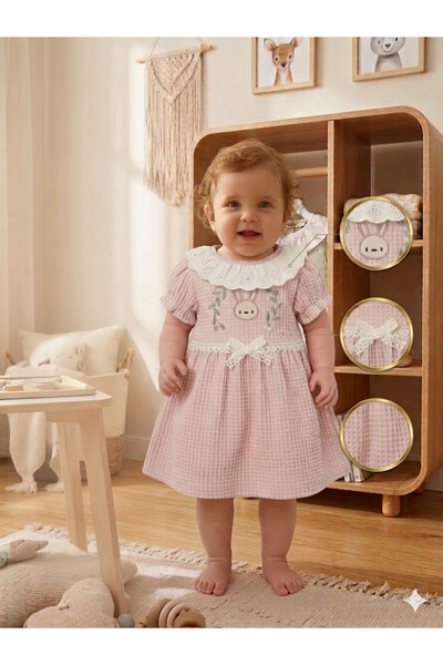 iQBaby Tavşan Nakışlı Waffle Tulum
