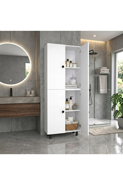 zerkaconcept Mut Mdf 4 Raflı Çok Amaçlı Mutfak Banyo Ayakkabılık Dolabı 50cm