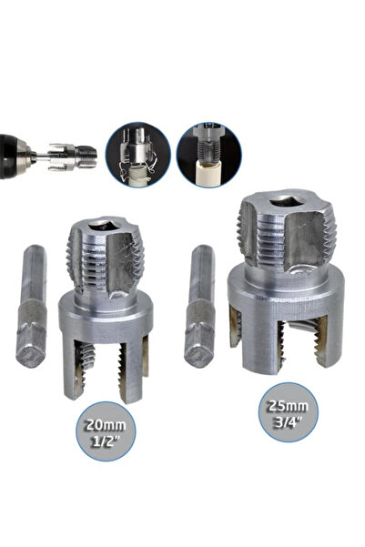NiceLand PVC PPRC Boru İç ve Dış Diş Açma Aparatı 3/4" 20/25 mm (2'li Set)