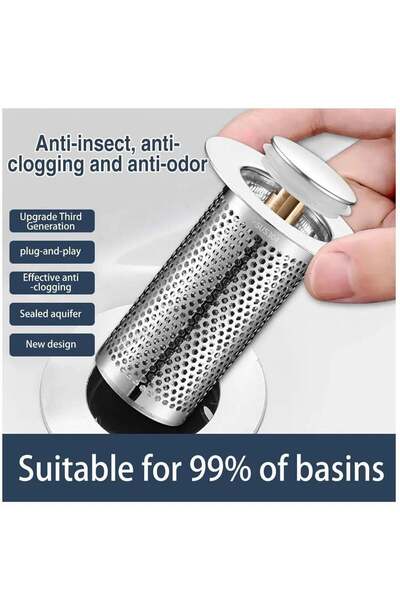 Arabest Pop-Up Sink Drain Stopper, Stainless Steel Bathroom Strainer with Rem...