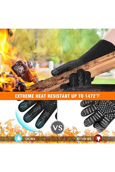 Arabest Long Silicone Oven Mitts,Washable,Heat Resistant BBQ Grill Gloves,Hig...