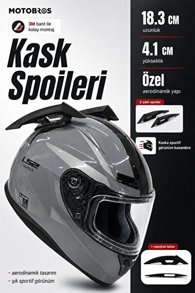 Motobros Motosiklet Kask Kask Spoiler Aerodinamik Spoiler Universal Siyah 2 A...
