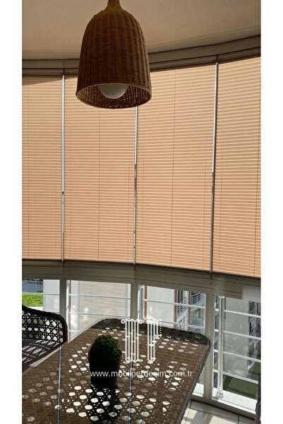 PLISED HOME Katlanabilir Cam Balkon Plise Perde Karamel (Vidalı veya Kancalı)