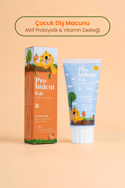 Probident Çocuk Diş Macunu Doğal Florürsüz Şeftali Aromalı Aktif Probiyotik Çürük Önleyici