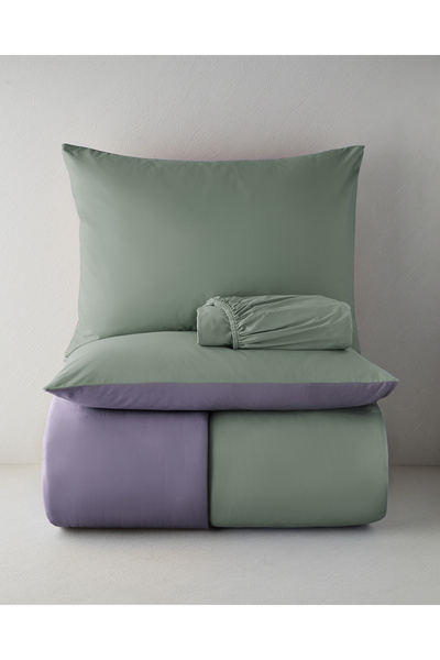English Home Plain Pamuk Çarşaflı Çift Kişilik Nevresim Takımı 200x220 cm Yeş...