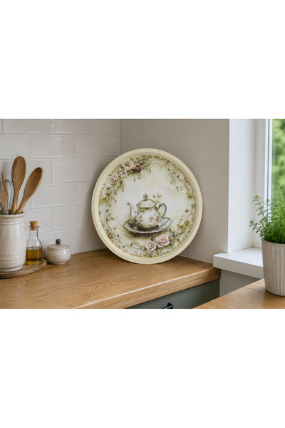 Zucci Home English Vintage Büyük Çay Servis Tepsisi | English Tea | Yuvarlak ...